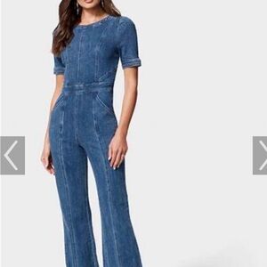 NWT Bebe Blue Flare Jumpsuit Denim